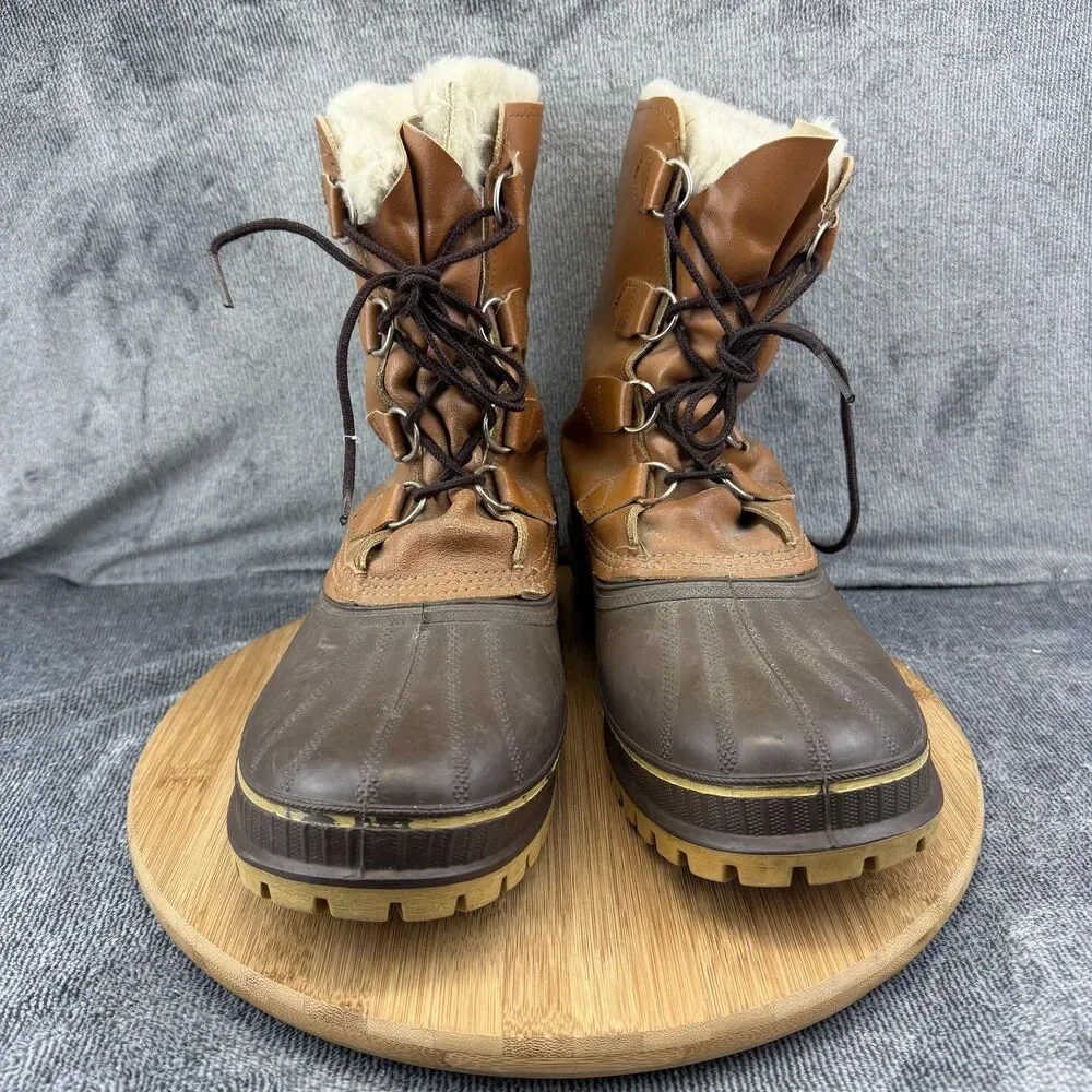 Vintage Sorel Scout Boots Mens Size 9 Brown Leather Waterproof Insulated Canada